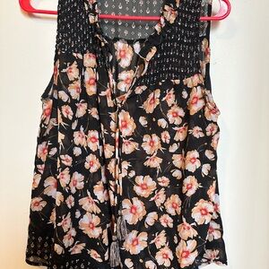 BOGO: Knox Rose Black and Pink Floral Blouse